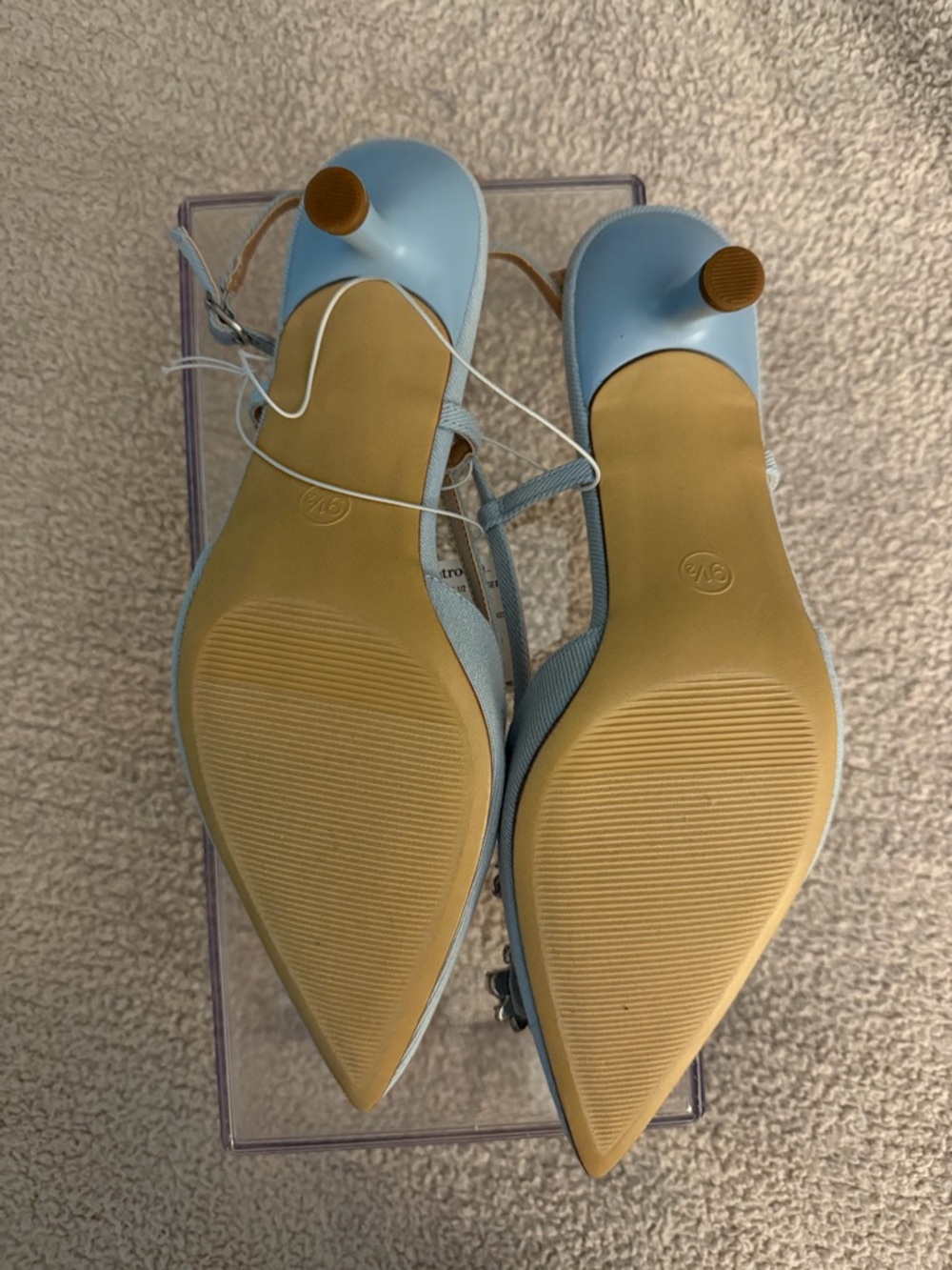 Target Light Blue Pointed Toe Slingback Flats with Crystal Buckles - Picture 2 of 3